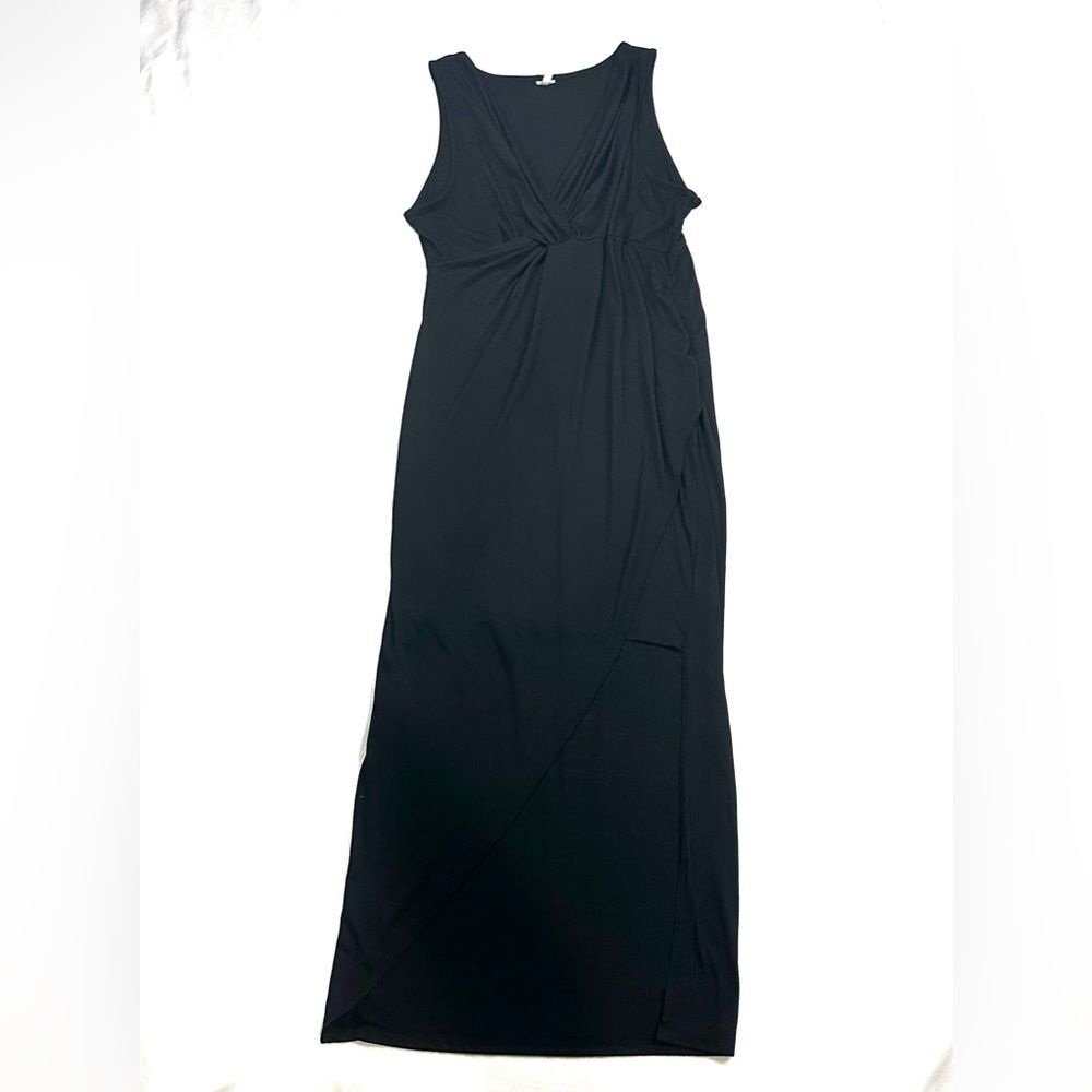 Dot’s black asymmetrical sleeveless high low twist design dress Women’s Sz 1X